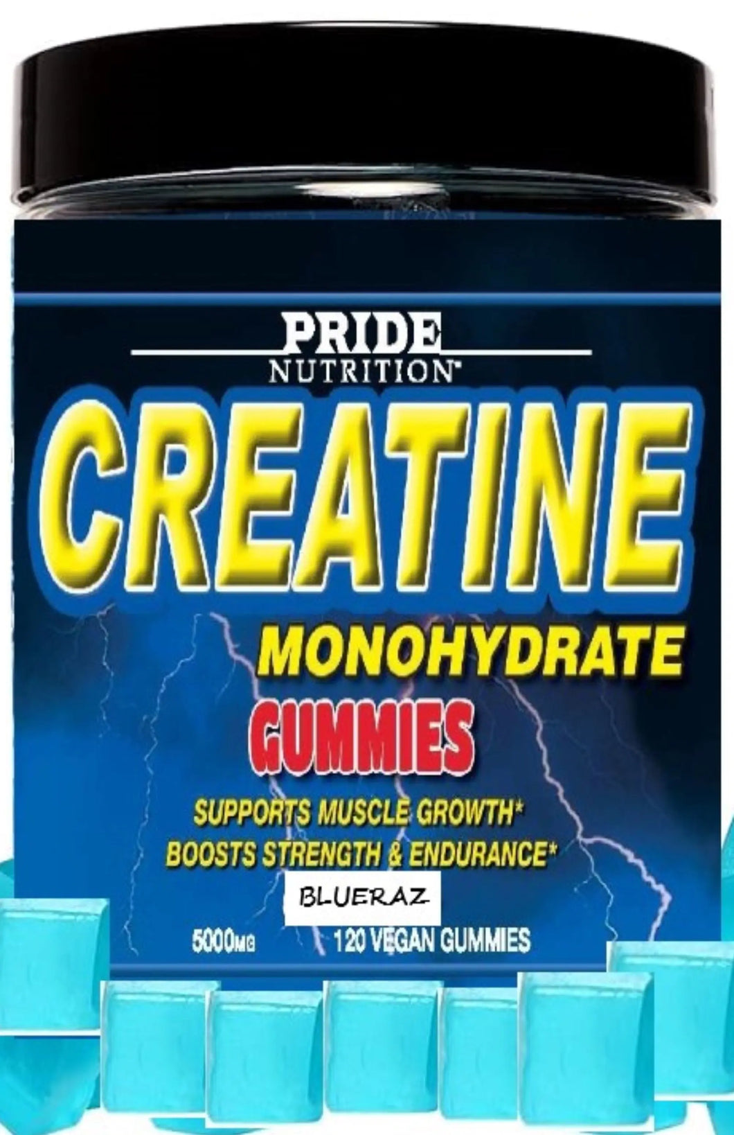 *NEW* Creatine Monohydrate Gummies for Men & Women-5g of Creatine Monohydrate per Serving- Help Increase Strength and Build Muscle,Sugar Free,Vegan, 120 Count PRIDE NUTRITION