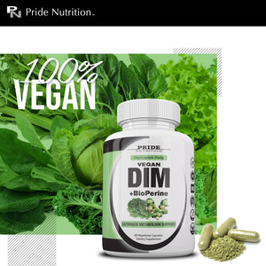 Pride Nutrition Vegan DIM + BioPerine | Vegan Dietary  Supplement | Estrogen Metabolism Support | 60  Vegetarian Capsules | Suitable for Men & Women |  Health & Skincare PRIDE NUTRITION